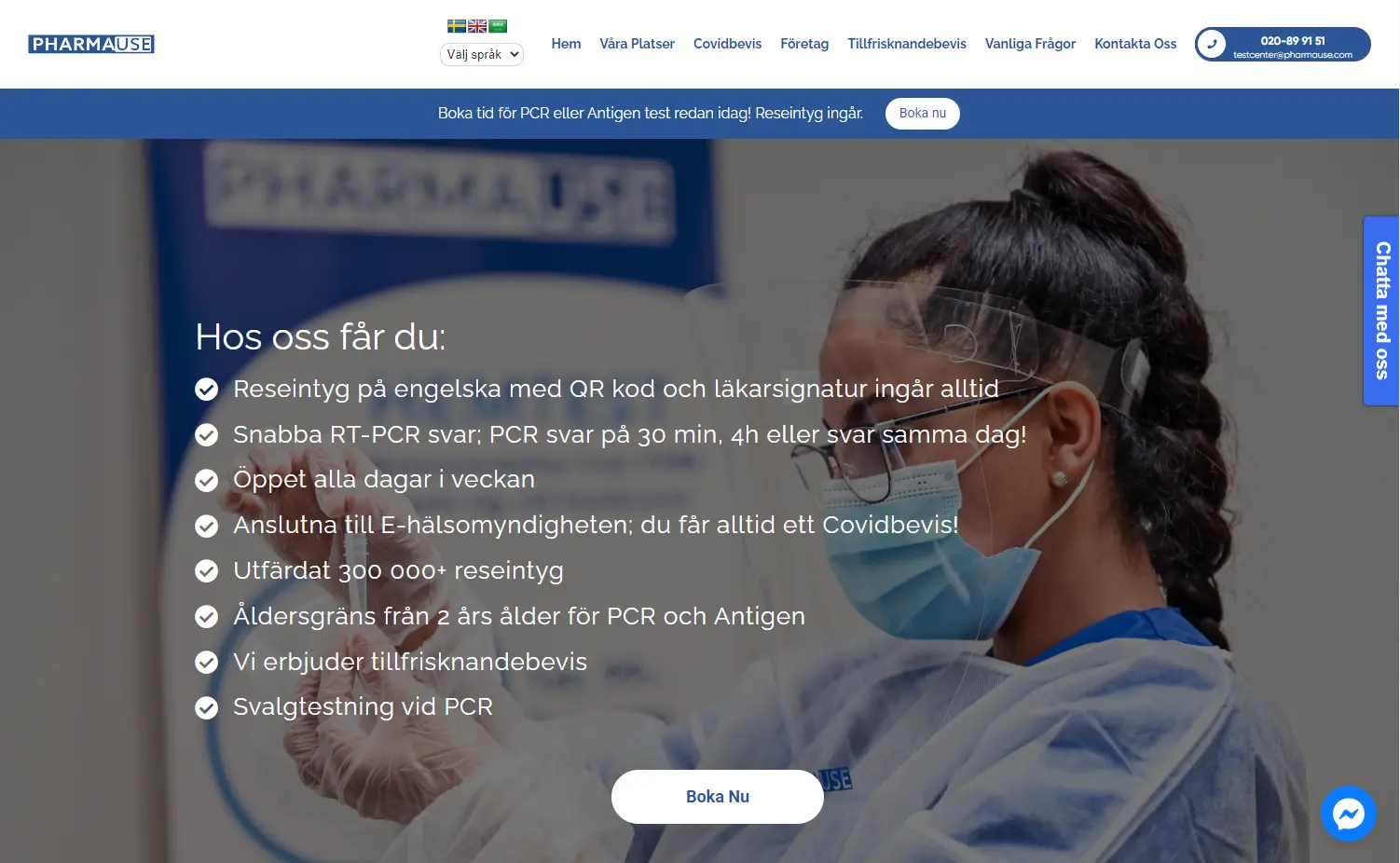 PharmaUse är ett av Sveriges största bolag inom testning för Covid-19. Vi var med och skapade deras journalsystem samt hemsida. Det var ett stort projekt byggt med Laravel PHP som involverade en lång rad API:er, bl.a. BankID samt integration med E-Hälsomyndigheten.